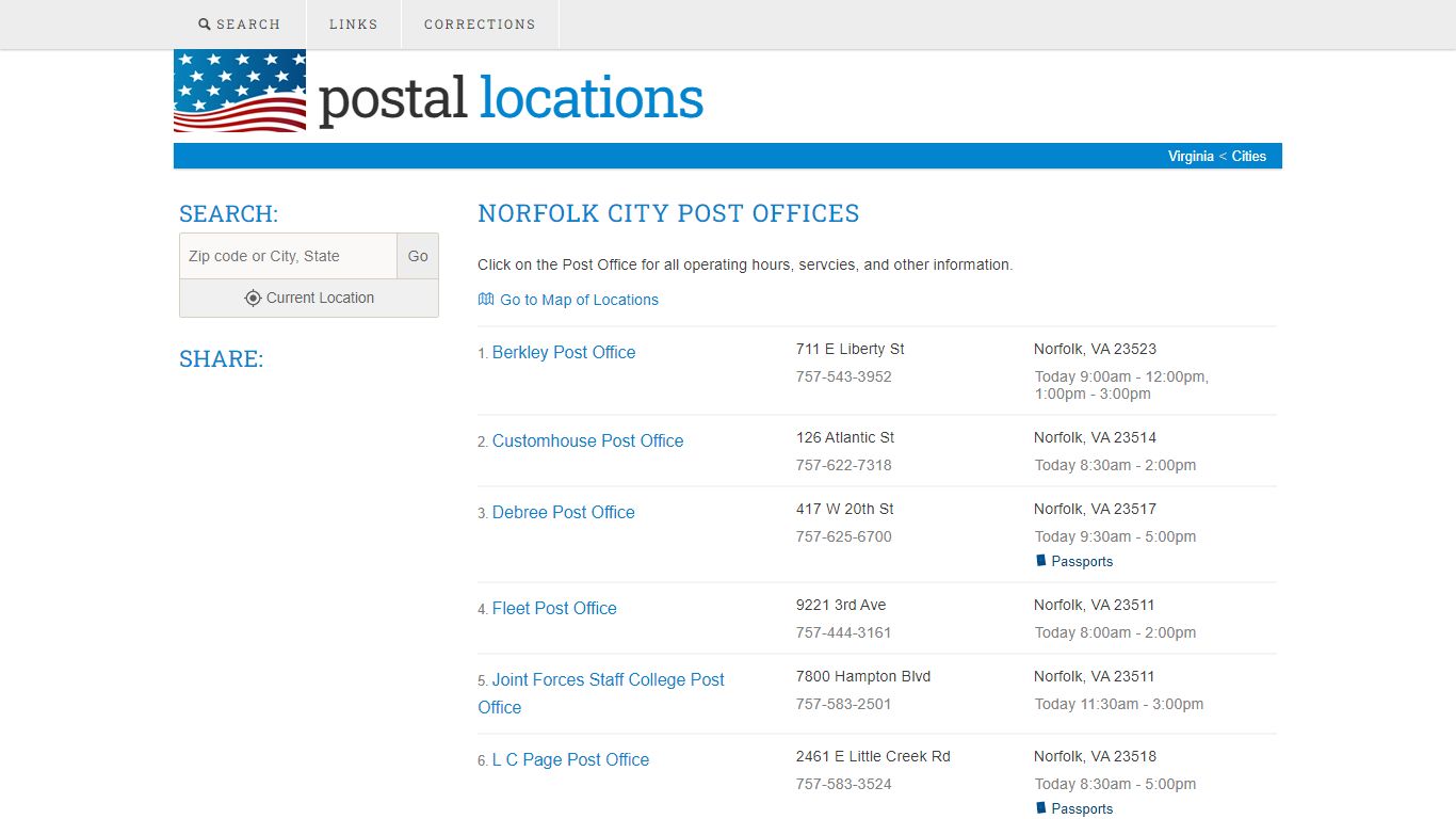 Post Offices in Norfolk, VA - Location and Hours Information
